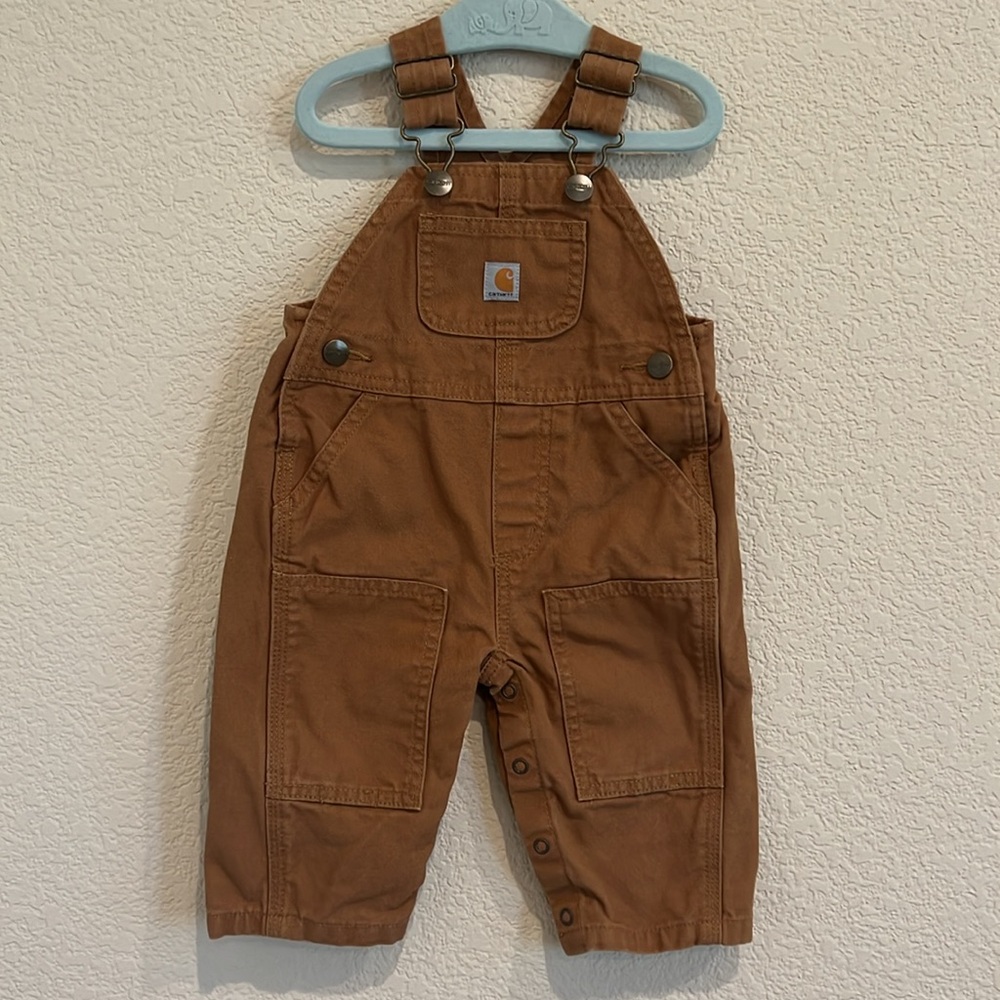 carhartt toddler canvas overalls 6 months tan khaki